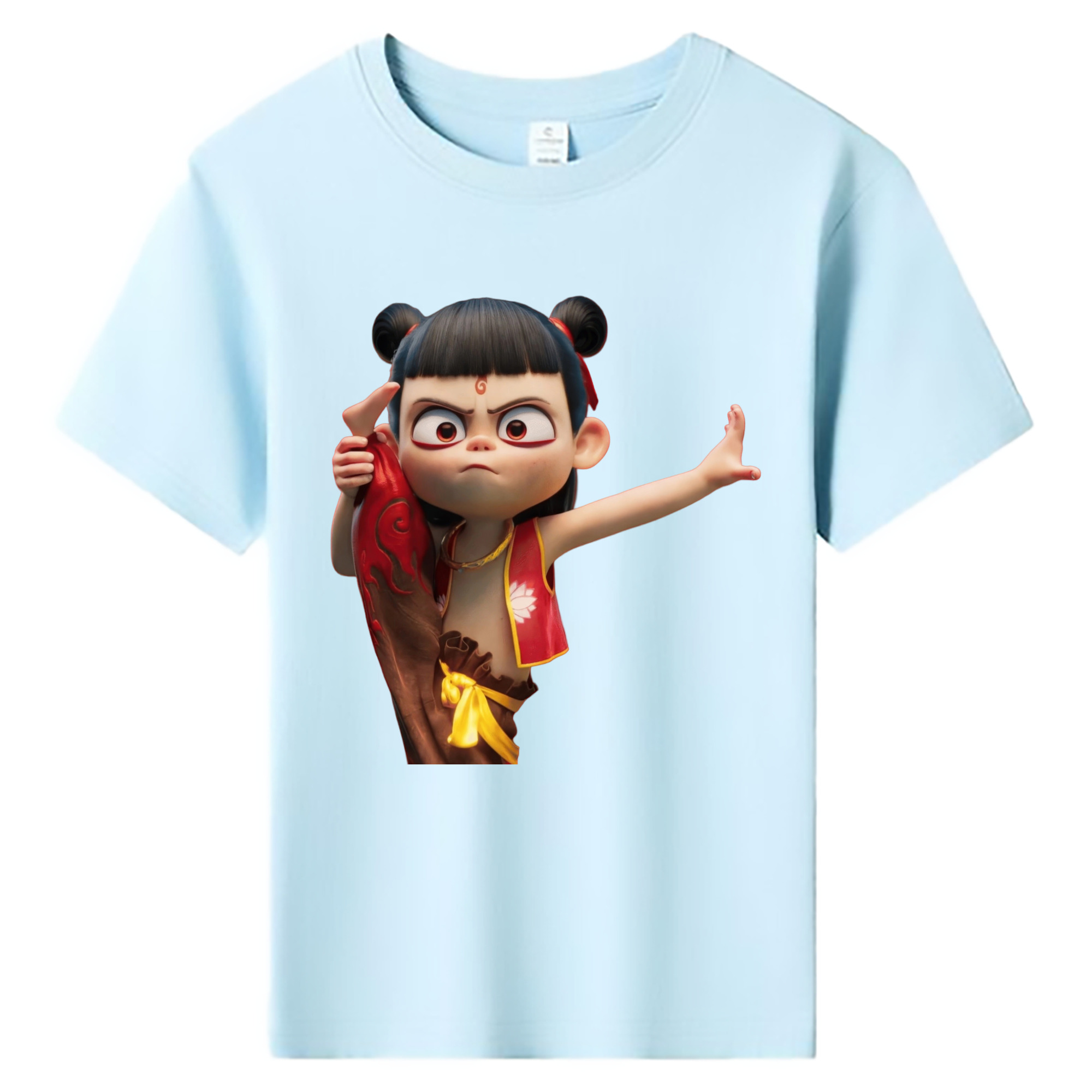 （画像用） Ne Zha 2 ナタ 魔童の大暴れ 綿100％キッズTシャツ（フロントプリント）